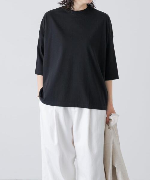 かぐれ(カグレ)の「ワイド6分袖プルオーバー(Tシャツ/カットソー・レディース・スミクロ/グレー系その他/オフホワイト/ブラウン・FREE)」の5枚目の写真