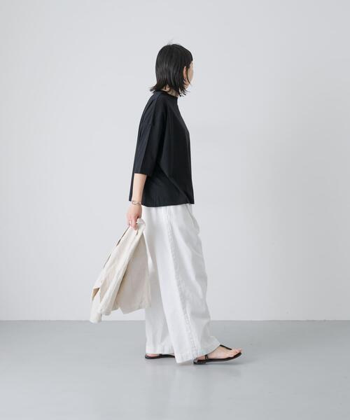 かぐれ(カグレ)の「ワイド6分袖プルオーバー(Tシャツ/カットソー・レディース・スミクロ/グレー系その他/オフホワイト・FREE)」の5枚目の写真