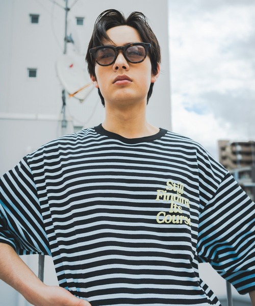 niko and...(ニコアンド)の「ワンポイントボーダーTシャツ(Tシャツ/カットソー・メンズ・その他1/その他2/その他3・MEDIUM/LARGE)」の1枚目の写真