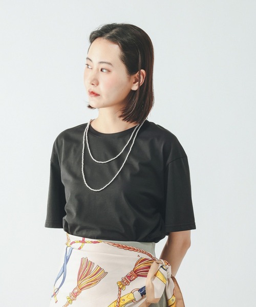 GLOBAL WORK(グローバルワーク)の「Fffit エフィット/フローズンクルーネックT/665858(Tシャツ/カットソー・レディース・ブラック/ネイビー/ホワイト系その他2/チャコールグレー・LARGE/SMALL/X-LARGE/MEDIUM)」の1枚目の写真