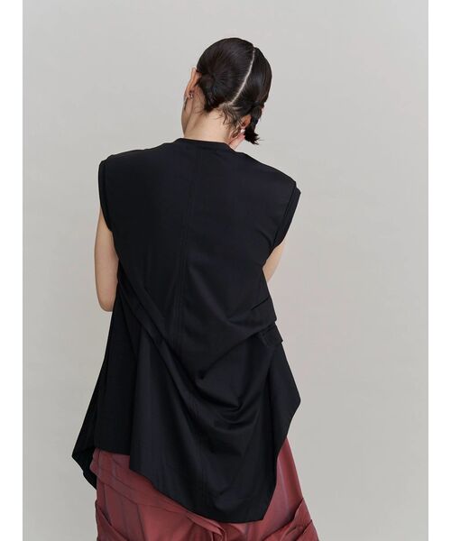 UN3D.（アンスリード）の「TUCK DRAPE SLEEVELESS TOP / タックドレープスリーブレストップ（Tシャツ/カットソー・レディース・ホワイト/ブラック・FREE）」の12枚目の写真