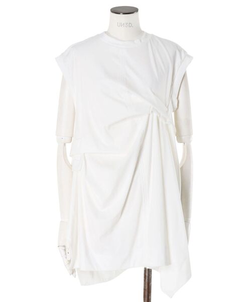 UN3D.（アンスリード）の「TUCK DRAPE SLEEVELESS TOP / タックドレープスリーブレストップ（Tシャツ/カットソー・レディース・ホワイト/ブラック・FREE）」の18枚目の写真