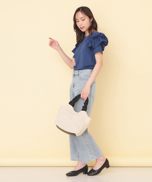 index(インデックス)の「【接触冷感】フリルドッキングスリーブトップス《UVケア/洗濯機OK》(Tシャツ/カットソー・レディース・オフホワイト/ブルー系その他/ブラック・38/36/40)」の14枚目の写真