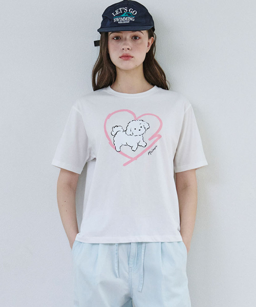 MALOUPE（マロップ）の「5220 パピーグラフィックTシャツ (ホワイト)（Tシャツ/カットソー・レディース・ホワイト・FREE）」の4枚目の写真