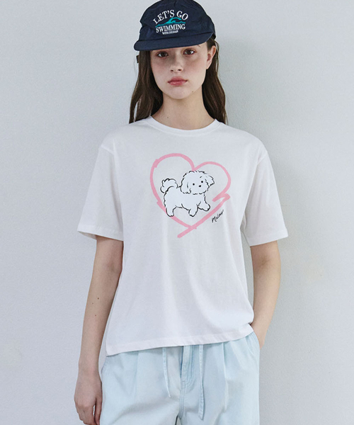MALOUPE（マロップ）の「5220 パピーグラフィックTシャツ (ホワイト)（Tシャツ/カットソー・レディース・ホワイト・FREE）」の5枚目の写真