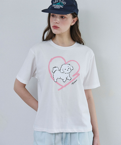 MALOUPE（マロップ）の「5220 パピーグラフィックTシャツ (ホワイト)（Tシャツ/カットソー・レディース・ホワイト・FREE）」の6枚目の写真