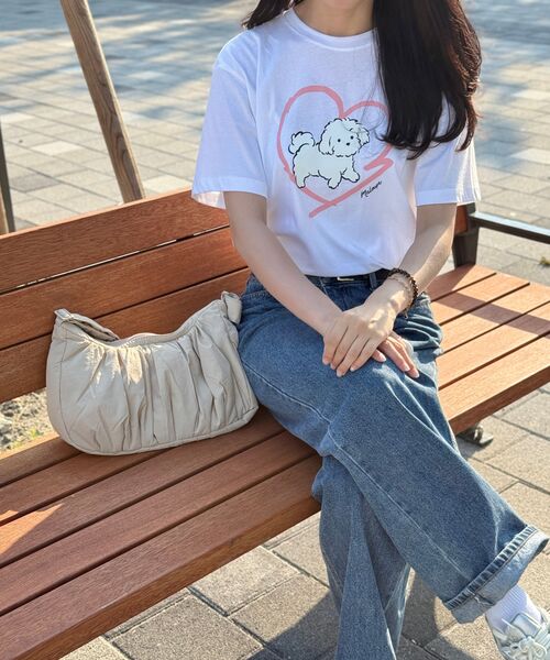 MALOUPE（マロップ）の「5220 パピーグラフィックTシャツ (ホワイト)（Tシャツ/カットソー・レディース・ホワイト・FREE）」の11枚目の写真