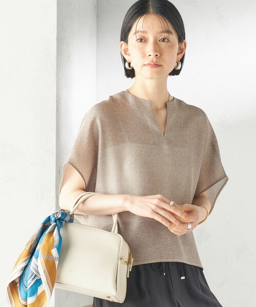 セール】〈手洗い可能〉シャンブレー カラミ スキッパー プルオーバー