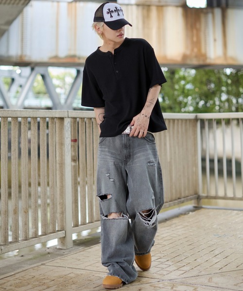 エクストラワイドダメージデニムパンツ tk.TAKEO KIKUCHI（ティーケー