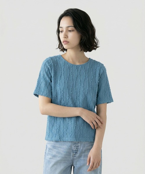 GLOBAL WORK(グローバルワーク)の「ジャガードプルオーバー半袖/661237(Tシャツ/カットソー・レディース・オフホワイト/ダークグレー/ブルー系その他4・LARGE/MEDIUM)」の3枚目の写真