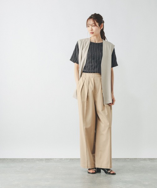 GLOBAL WORK(グローバルワーク)の「ジャガードプルオーバー半袖/661237(Tシャツ/カットソー・レディース・オフホワイト/ダークグレー/ブルー系その他4・LARGE/MEDIUM)」の5枚目の写真