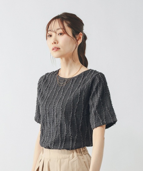 GLOBAL WORK(グローバルワーク)の「ジャガードプルオーバー半袖/661237(Tシャツ/カットソー・レディース・オフホワイト/ダークグレー/ブルー系その他4・LARGE/MEDIUM)」の7枚目の写真