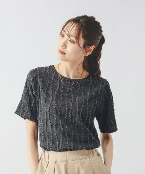 GLOBAL WORK(グローバルワーク)の「ジャガードプルオーバー半袖/661237(Tシャツ/カットソー・レディース・オフホワイト/ダークグレー/ブルー系その他4・LARGE/MEDIUM)」の8枚目の写真
