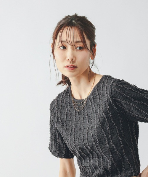 GLOBAL WORK(グローバルワーク)の「ジャガードプルオーバー半袖/661237(Tシャツ/カットソー・レディース・オフホワイト/ダークグレー/ブルー系その他4・LARGE/MEDIUM)」の9枚目の写真