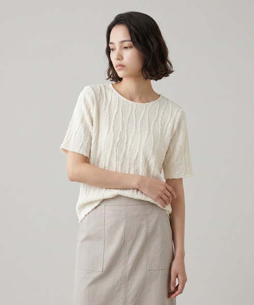 GLOBAL WORK(グローバルワーク)の「ジャガードプルオーバー半袖/661237(Tシャツ/カットソー・レディース・オフホワイト/ダークグレー/ブルー系その他4・LARGE/MEDIUM)」の13枚目の写真