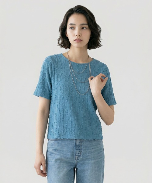GLOBAL WORK(グローバルワーク)の「ジャガードプルオーバー半袖/661237(Tシャツ/カットソー・レディース・オフホワイト/ダークグレー/ブルー系その他4・LARGE/MEDIUM)」の16枚目の写真