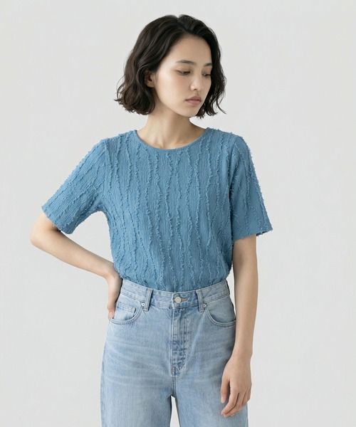 GLOBAL WORK(グローバルワーク)の「ジャガードプルオーバー半袖/661237(Tシャツ/カットソー・レディース・オフホワイト/ダークグレー/ブルー系その他4・LARGE/MEDIUM)」の17枚目の写真
