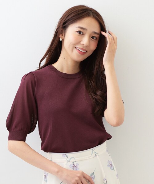 index(インデックス)の「【抗ピル】シアースリーブニット《洗濯機OK》(ニット/セーター・レディース・ナチュラル/サックスブルー/ブラック/ダークオレンジ・36/38/40/42)」の4枚目の写真