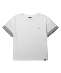 PEID（ペイド）の「PDシグネチャーロゴロールアップクロップ半袖Tシャツホワイト（Tシャツ/カットソー）」