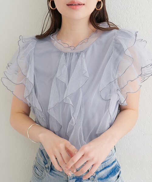 natural couture(ナチュラルクチュール)の「フリルチュールプチハイプルオーバー(ニット/セーター・レディース・サックスブルー/ブラック/アイボリー/モカ・FREE)」の14枚目の写真