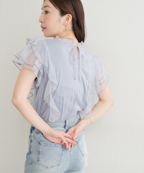 natural couture(ナチュラルクチュール)の「フリルチュールプチハイプルオーバー(ニット/セーター・レディース・サックスブルー/ブラック/アイボリー/モカ・FREE)」の12枚目の写真