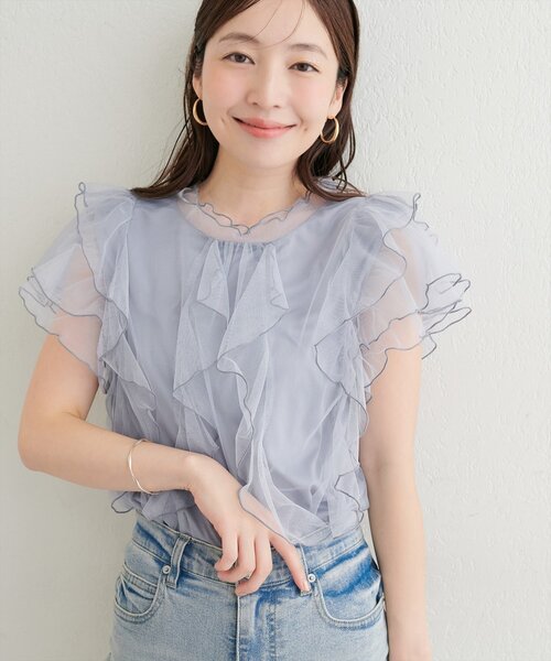 natural couture(ナチュラルクチュール)の「フリルチュールプチハイプルオーバー(ニット/セーター・レディース・サックスブルー/ブラック/アイボリー/モカ・FREE)」の11枚目の写真