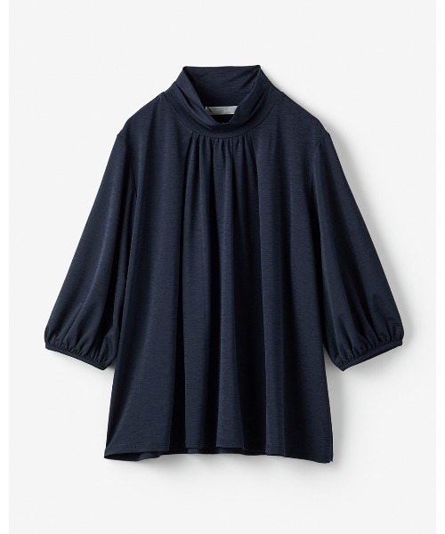 DoCLASSE( ドゥクラッセ)の「UVスラブ・フレアハイネック/5分袖(Tシャツ/カットソー・レディース・オフホワイト/ネイビー/ペールイエロー/ブルーグリーン/ブラック/マジェンタ/ブルーグレー・3L/LL/S/M/L)」の13枚目の写真