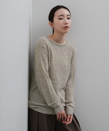 【Et】Tape Yarn Boat Neck Sheer Knit