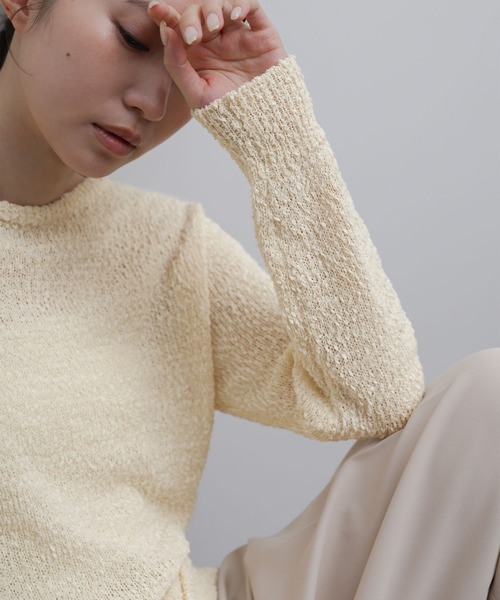 select MOCA Et（セレクトモカエト）の「【Et】Tape Yarn Boat Neck Sheer Knit（ニット/セーター・レディース・ブラック/グレイッシュベージュ/アイボリー・FREE）」の22枚目の写真