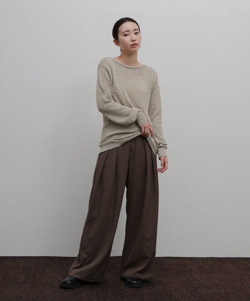 select MOCA Et（セレクトモカエト）の「【Et】Tape Yarn Boat Neck Sheer Knit（ニット/セーター・レディース・ブラック/グレイッシュベージュ/アイボリー・FREE）」の14枚目の写真
