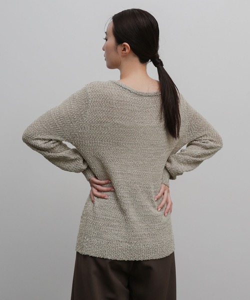 select MOCA Et（セレクトモカエト）の「【Et】Tape Yarn Boat Neck Sheer Knit（ニット/セーター・レディース・ブラック/グレイッシュベージュ/アイボリー・FREE）」の16枚目の写真