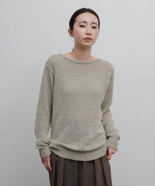 select MOCA Et（セレクトモカエト）の「【Et】Tape Yarn Boat Neck Sheer Knit（ニット/セーター・レディース・ブラック/グレイッシュベージュ/アイボリー・FREE）」の7枚目の写真