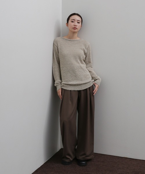 select MOCA Et（セレクトモカエト）の「【Et】Tape Yarn Boat Neck Sheer Knit（ニット/セーター・レディース・ブラック/グレイッシュベージュ/アイボリー・FREE）」の10枚目の写真
