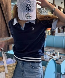 U.S. POLO ASSN. 別注 ロゴ刺繍ポロニット
