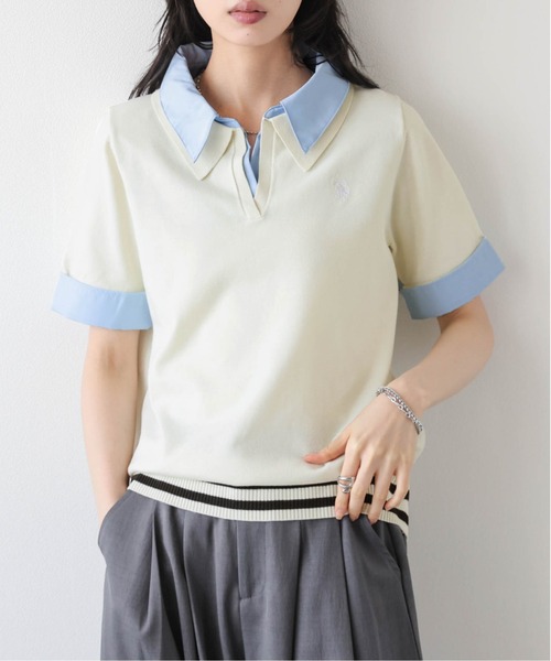 U.S. POLO ASSN.(ユーエスポロアッスン)の「U.S. POLO ASSN. 別注 ロゴ刺繍ポロニット(ポロシャツ・レディース・グレー/ピンク/アイボリー/ネイビー・フリー)」の21枚目の写真