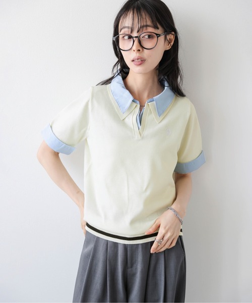 U.S. POLO ASSN.(ユーエスポロアッスン)の「U.S. POLO ASSN. 別注 ロゴ刺繍ポロニット(ポロシャツ・レディース・グレー/ピンク/アイボリー/ネイビー・フリー)」の19枚目の写真