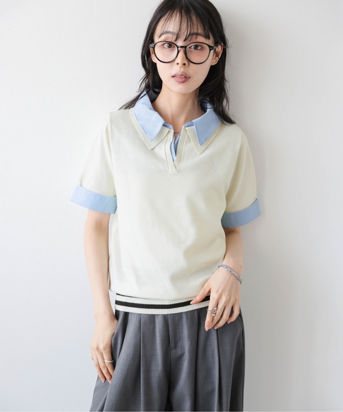 U.S. POLO ASSN.(ユーエスポロアッスン)の「U.S. POLO ASSN. 別注 ロゴ刺繍ポロニット(ポロシャツ・レディース・グレー/ピンク/アイボリー/ネイビー・フリー)」の20枚目の写真
