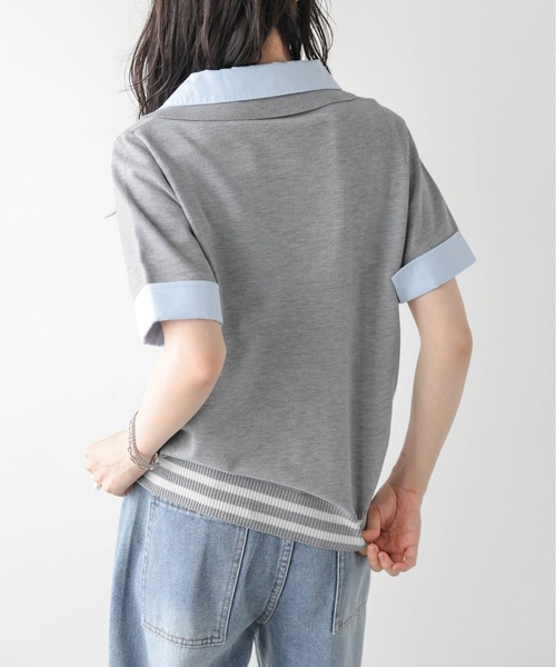 U.S. POLO ASSN.(ユーエスポロアッスン)の「U.S. POLO ASSN. 別注 ロゴ刺繍ポロニット(ポロシャツ・レディース・グレー/ピンク/アイボリー/ネイビー・フリー)」の6枚目の写真