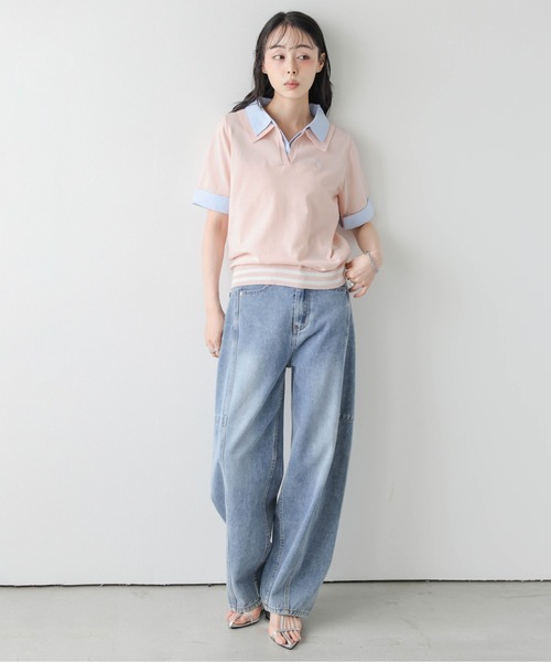 U.S. POLO ASSN.(ユーエスポロアッスン)の「U.S. POLO ASSN. 別注 ロゴ刺繍ポロニット(ポロシャツ・レディース・グレー/ピンク/アイボリー/ネイビー・フリー)」の8枚目の写真