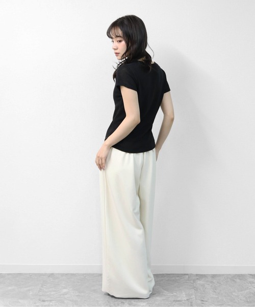 THE CELL.(ザセルドット)の「WEB限定商品 キーネックヘンリー フレンチスリーブニット KEYNECK HENLEY FRENCH SLEEVE KNIT(ニット/セーター・レディース・ピンク/オフホワイト/ブラック・FREE)」の16枚目の写真