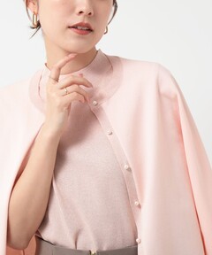 セール】【オフでもオフィスでも】綿麻ラメバスケットカーディガン