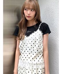 Now me. by NYLON JAPAN | ドット柄レース付きキャミソール(ワンピース)