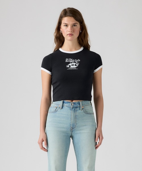 Levi's(リーバイス)の「Levi's/リーバイス グラフィック エッセンシャル ベビーリンガーTシャツ(Tシャツ/カットソー・レディース・ブラック・XS/S/M)」の2枚目の写真