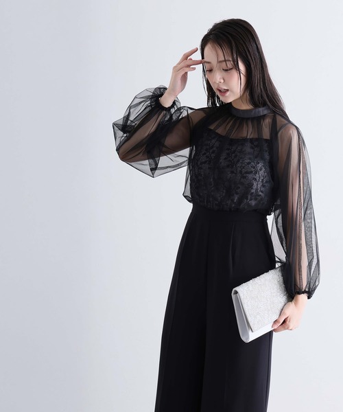 PourVous(プールヴー)の「チュール スパンコール コンビネゾン パンツドレス フォーマル お呼ばれ&ロング丈 ワイド オールインワン 結婚式二次会 お呼ばれ 同窓会成人式 オケージョンドレス(パンツドレス・レディース・ブラック/グレー・SS/L/M)」の13枚目の写真