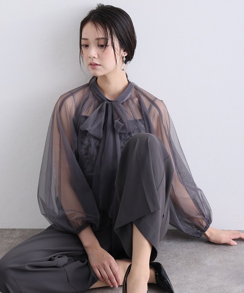 PourVous(プールヴー)の「チュール スパンコール コンビネゾン パンツドレス フォーマル お呼ばれ&ロング丈 ワイド オールインワン 結婚式二次会 お呼ばれ 同窓会成人式 オケージョンドレス(パンツドレス・レディース・ブラック/グレー・SS/L/M)」の19枚目の写真