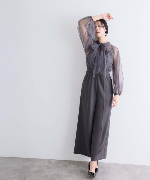 PourVous(プールヴー)の「チュール スパンコール コンビネゾン パンツドレス フォーマル お呼ばれ&ロング丈 ワイド オールインワン 結婚式二次会 お呼ばれ 同窓会成人式 オケージョンドレス(パンツドレス・レディース・ブラック/グレー・SS/L/M)」の21枚目の写真