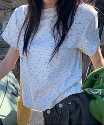 花柄ショート丈半袖 T シャツ