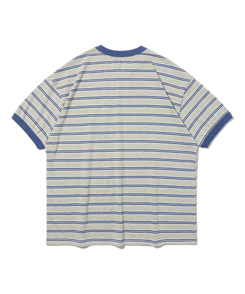 TAILOR STUDIO（テーラースタジオ）の「ミニマルロゴストライプ半袖Tシャツ（グレー/ブルー）（Tシャツ/カットソー・レディース・その他・FREE）」の2枚目の写真