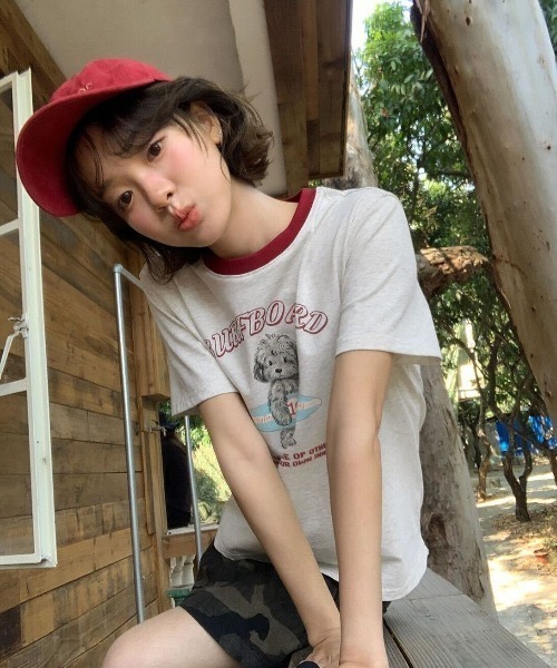 SHEPP(シープ)の「ドッグプリント バイカラーリンガー半袖Tシャツ トイプードル(Tシャツ/カットソー・レディース・ホワイト・L/M)」の11枚目の写真
