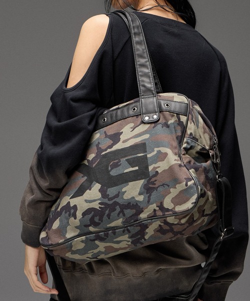 X-girl(エックスガール)の「XG LOGO 2WAY BIG TOTE BAG(トートバッグ・レディース・レオパード/カモフラージュ・ONE SIZE)」の1枚目の写真